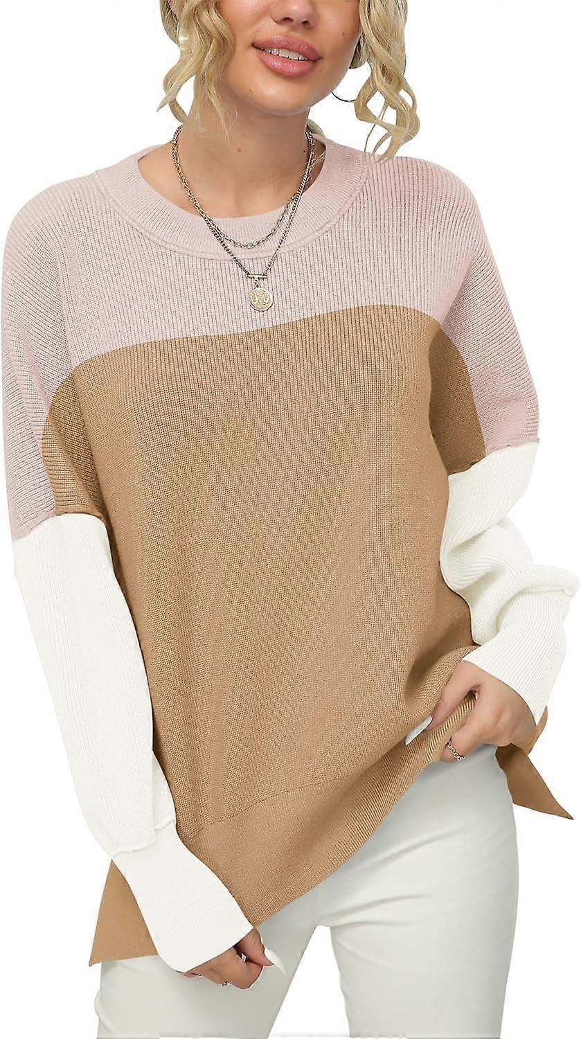 Women's Crewneck Batwing Sleeve Oversized Ribbed Knit Pullover Sweater Top