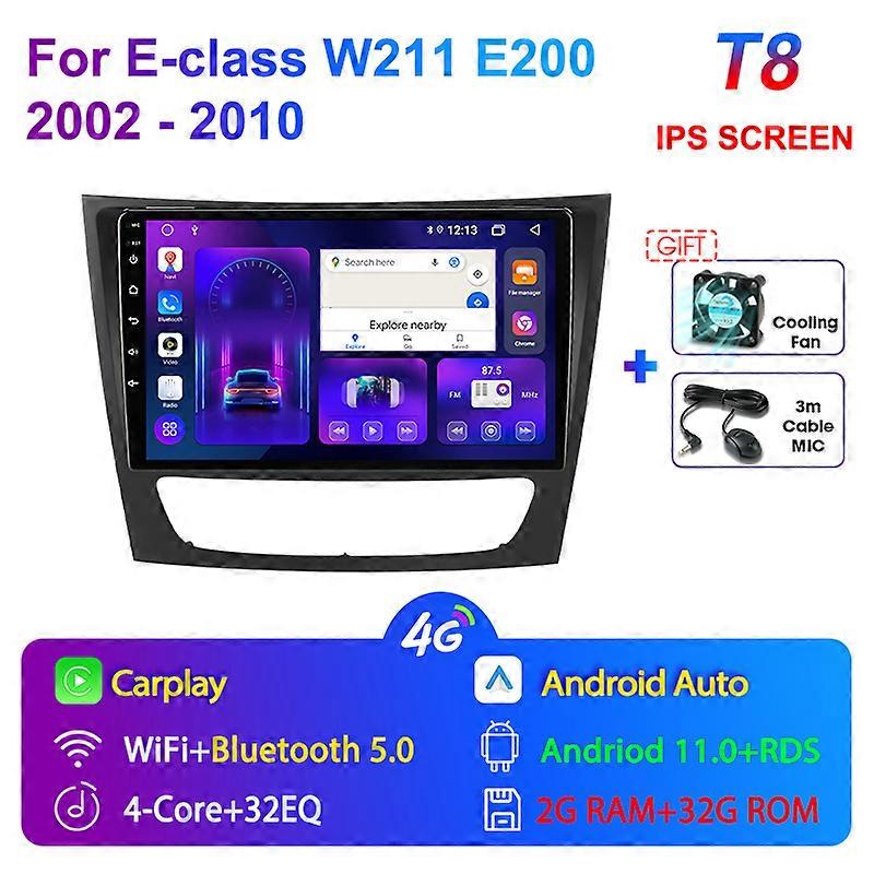 Radio mobil 2 Din Android 11, untuk Mercedes Benz e-class E class W211 E200 CLS 2002 - 2010 navigasi pemutar Video Multimedia