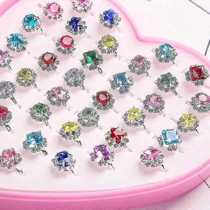 36stk Børnering Børn Diamant Prinsesse Ædelstensring Smykker