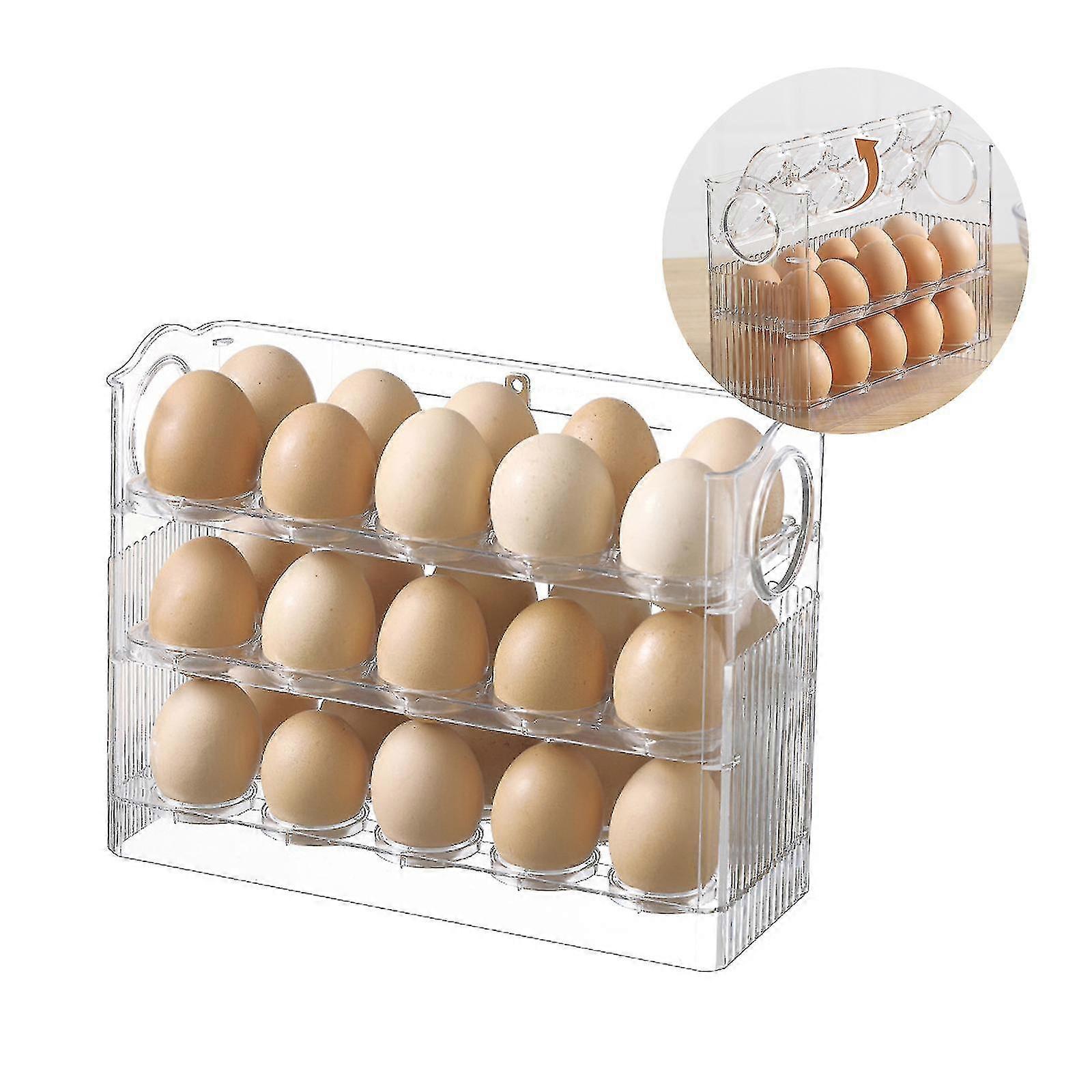Egg Storage Container,egg Holder For Refrigerator,30 Eggs Large Capacity,white