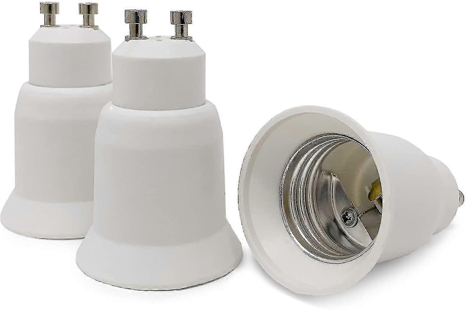 3 Pack Lamp Base Adapter White Gu10 To E27 Socket Adapter For Low Energy Halogen Led Light Bulbs
