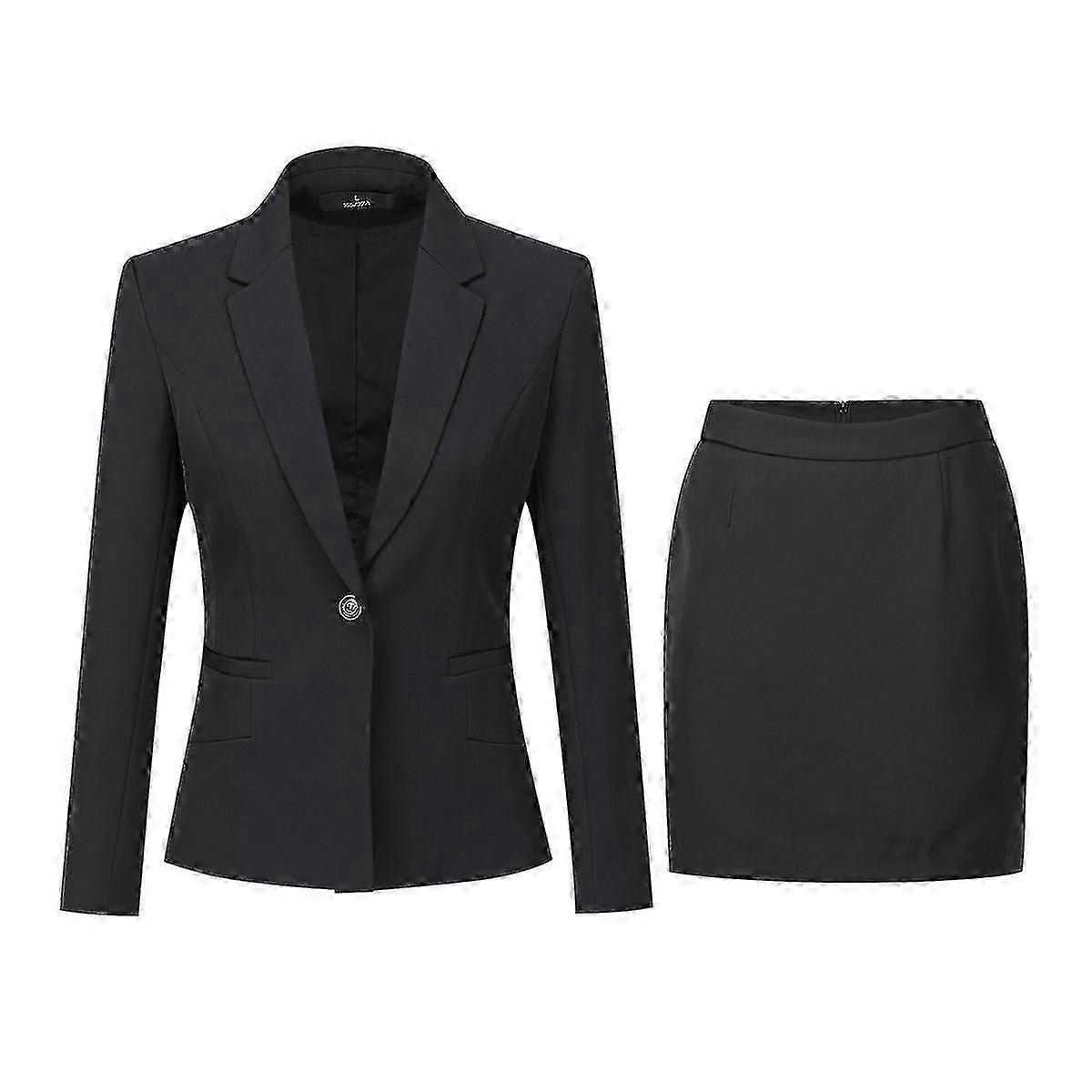 Dames 2-delige klassieke elegante rokkostuumsets met lange mouwen