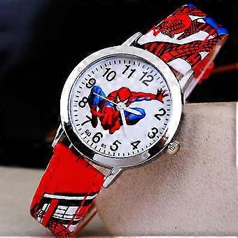 Kids Boys Spiderman Quartz Watch Cartoon Faux Leather Wristwatch Gift