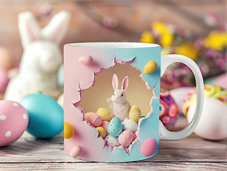 3D Easter Happy Easter Rabbit Rabbit Egg Egg Ceramic Coffee Mug Cup One piece BBEI952