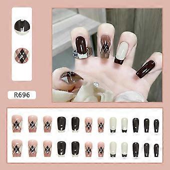 Brownish Style Press-on Nails Unieke Trendy Patroon Nail Decor Glue Modellen