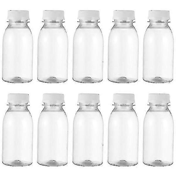 10pcs 200ml Transparent Plastic Milk Storage Bottles Beverage Drinking Bottles