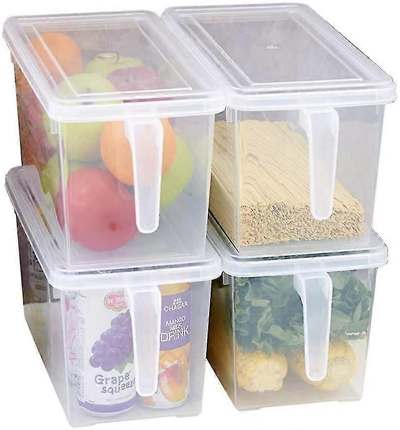 Plastic Storage Containers Square Food Storage Organizer Staable Refrigerator Organizer Handle Kitchen Containers With Lids For Fruits Vegetables Me,9