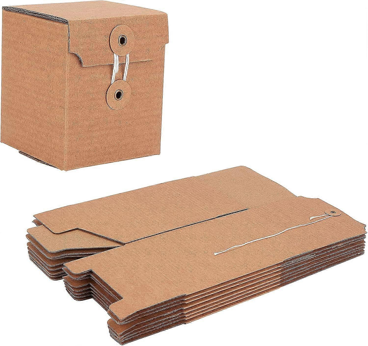 Kraft Paper Gift Box Rectangle Folding Boxes with Cotton Cord and Iron Findings Bridesmaid Proposal Boxes Storage Box for Birthday Party Wedding Gift