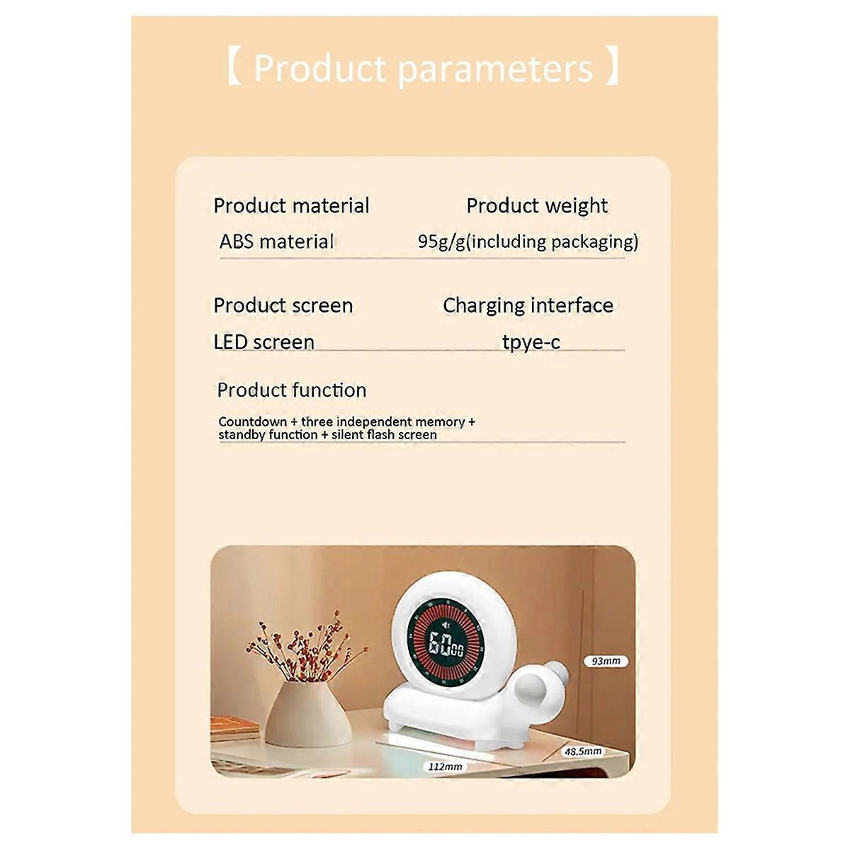 60 Minutes Visual Analog Timer Cute Silent Rotary Timer Kitchen Timer Count Up Down Clock for Kids