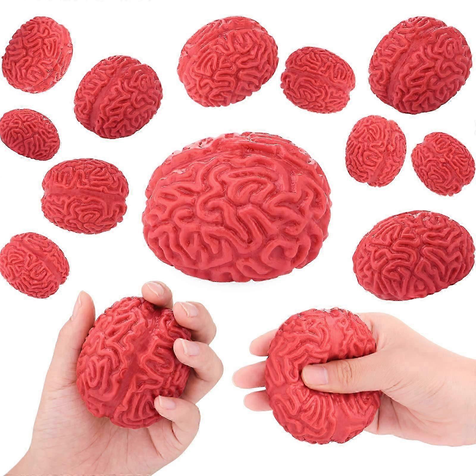 6 Pieces Brain Stress Balls Brain Splat Ball Brain Shaped Toys Zombie Brains Balls Red Novelty Fake Brain Scary Toys