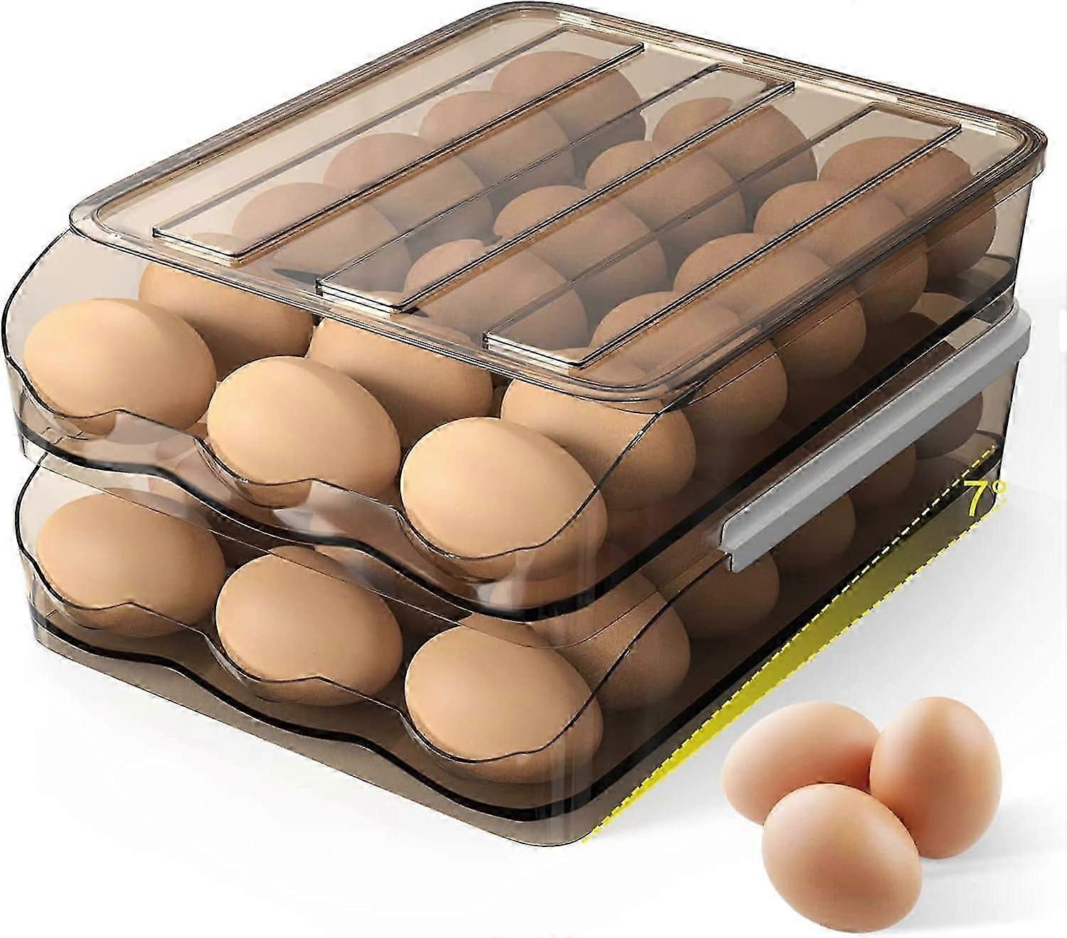 Egg Box Fridge Storage Double Layer with Lid 36 Eggs with Tilt Angle Automatic Filling