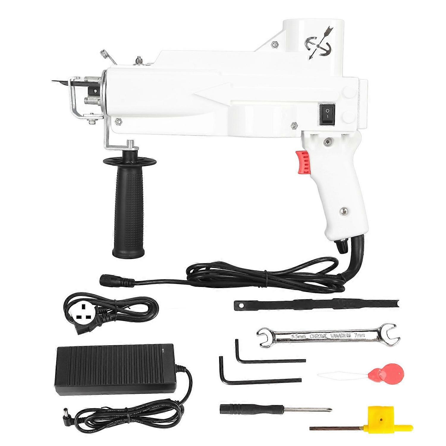 Tufting Gun Kit Threader Tool 2 in 1 Electric Carpet Rug Maker Handheld Knitting Machine White