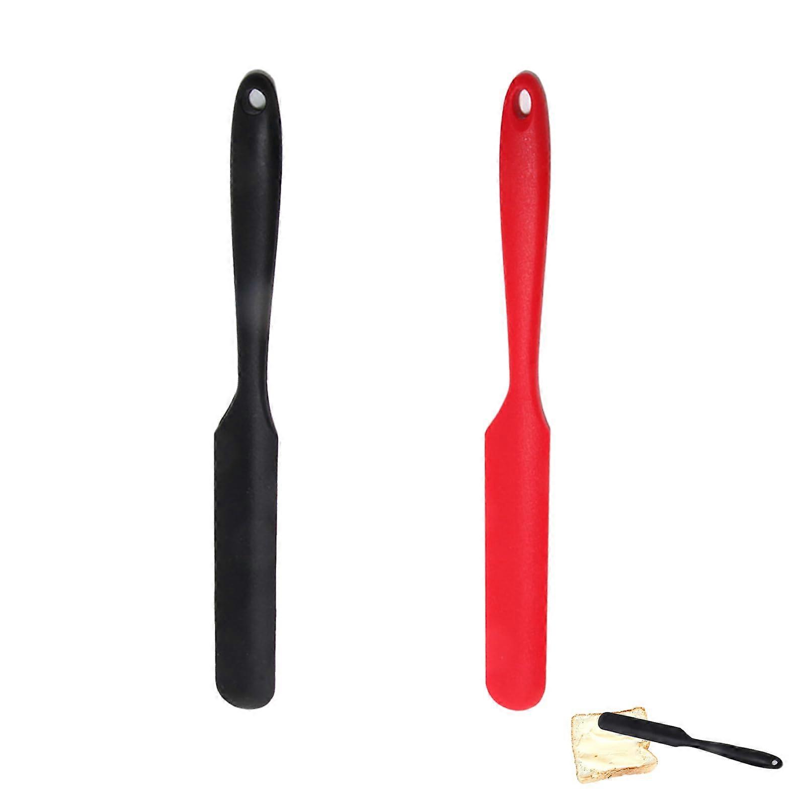 Silicone Jar Scraper Long Handle Spatula Set of 2 for Peanut Butter Jam Baking Kitchen Tool, Heat Resistant, Flexible