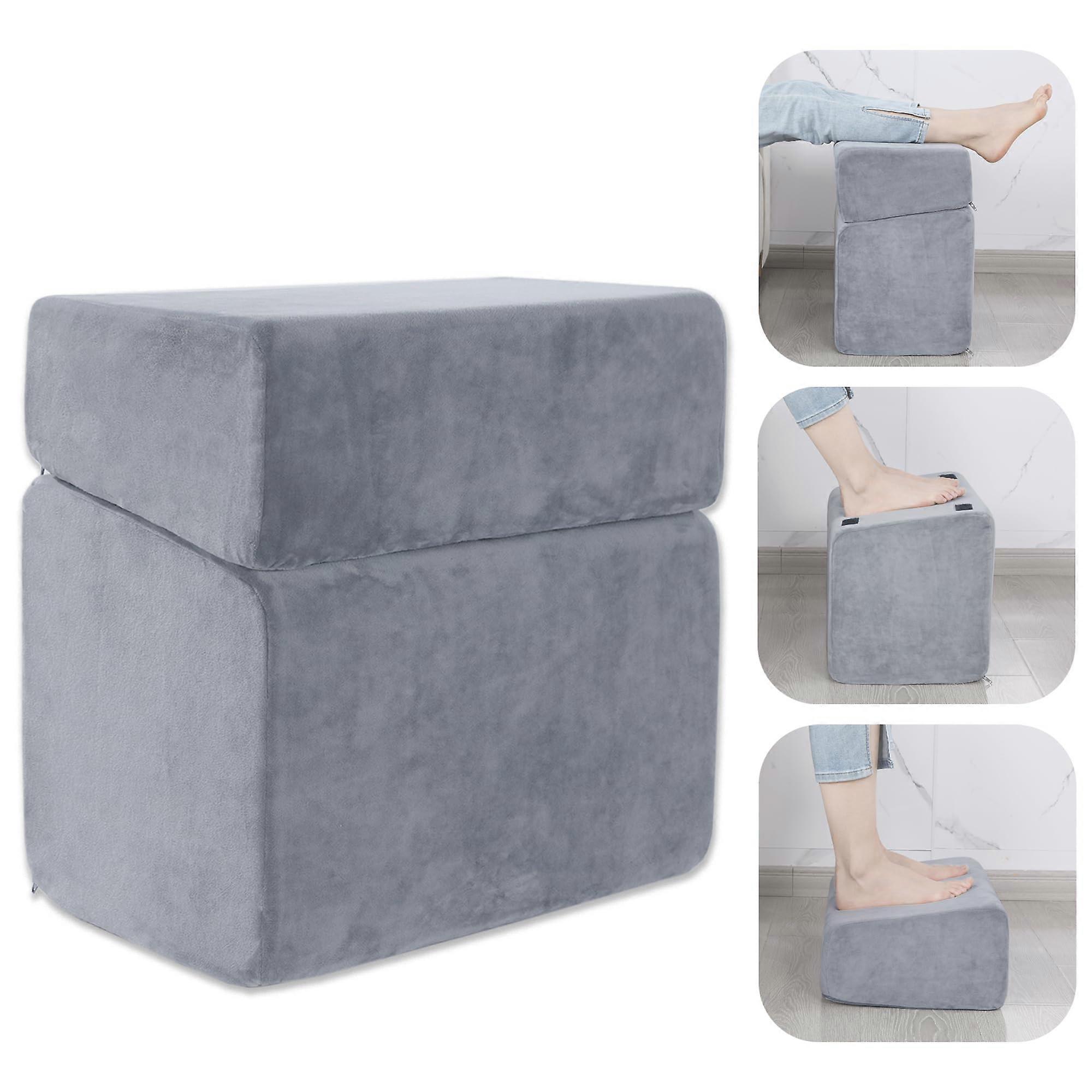 Adjustable Foam Foot Rest for Office and Travel - Ergonomic Design with 3 Heights, Washable Cover, Ideal for Home and Airplane Use