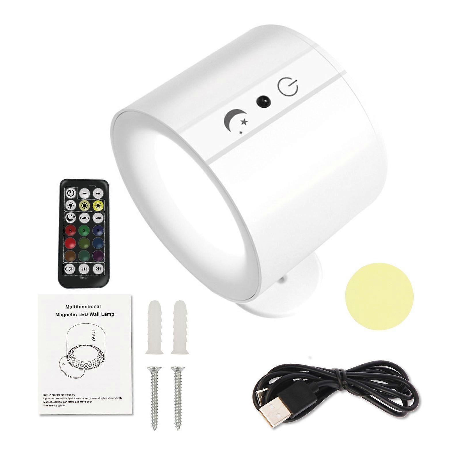 Qinghai LED Wall Lamp with Remote Control Adjustable Brightness Color Temperature Rechargeable Wall Mount Bedside Lamp Night Light