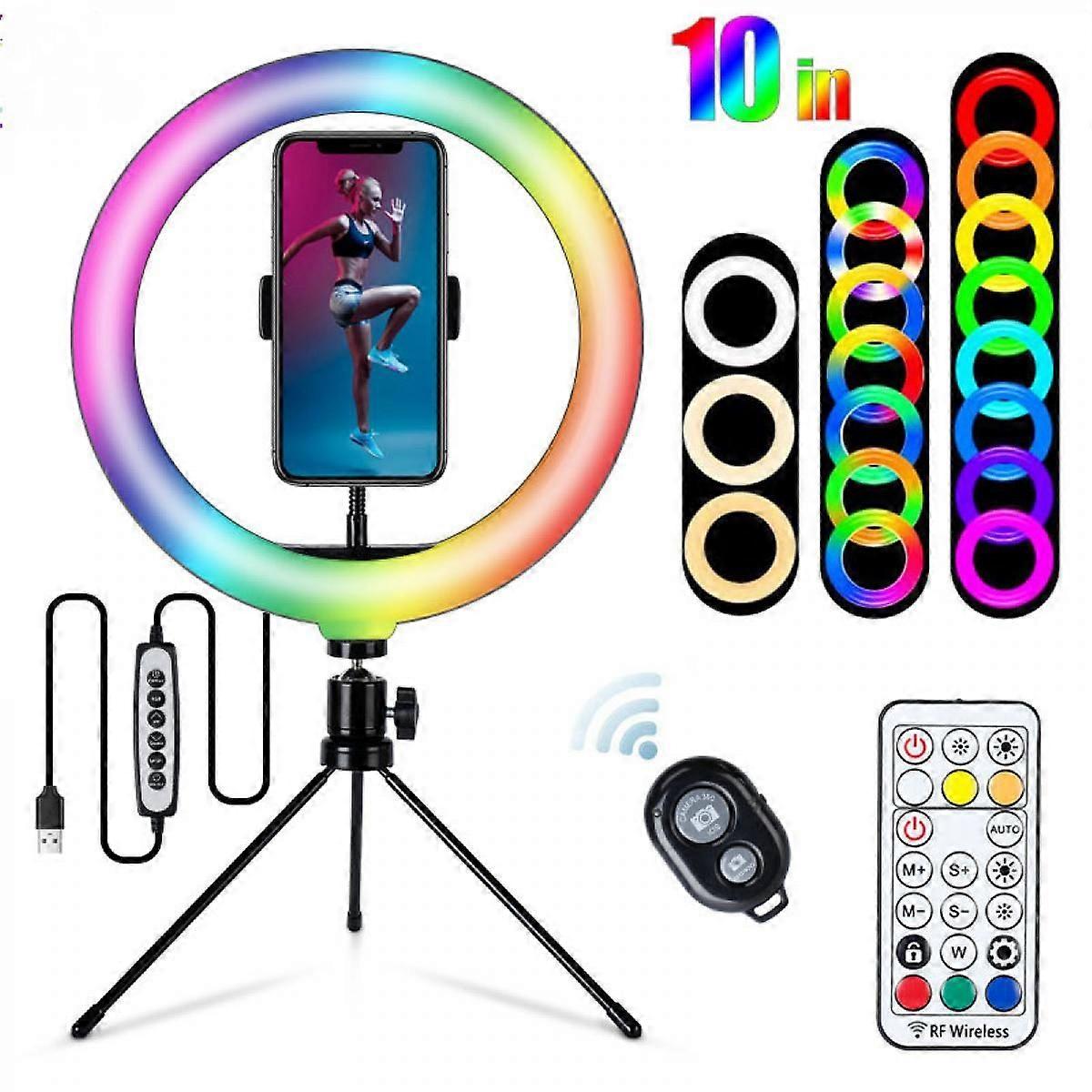 10 Inch Fill Light Set Rgb Light Desktop Stand Selfie Ring Light Led Seven Color Beauty Fill Light