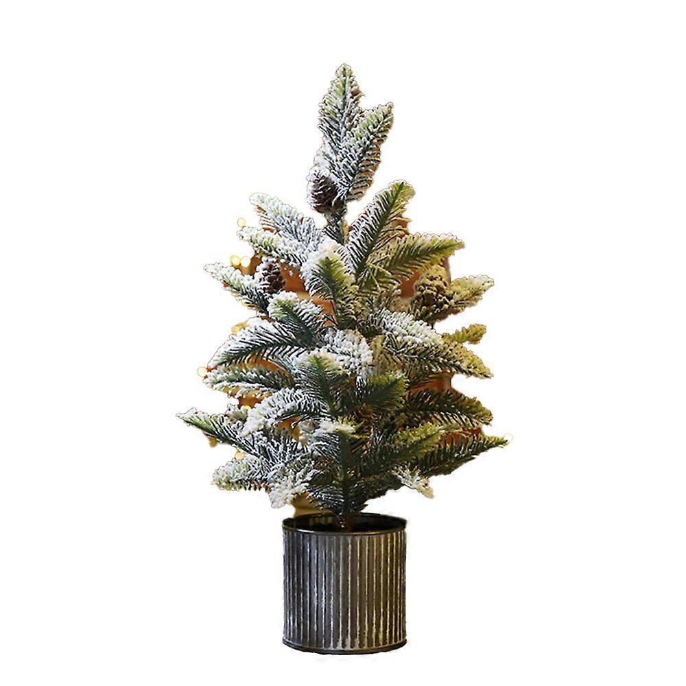 Mini Christmas Tree, Premium Quality Decor with Snow Frosted Artificial Xmas Cone Tree, Galvanized Tin Base for Creative Craftsmanship in Your Indoor