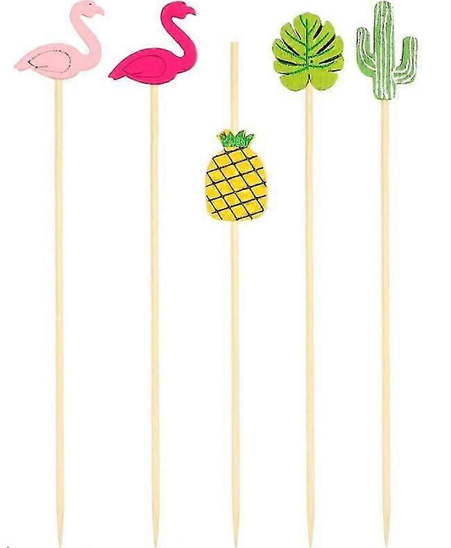 200 팩 칵테일 추천 4.7 인치 과일 스틱 대나무 이쑤시개 Luau 하와이 해변 파티 용품