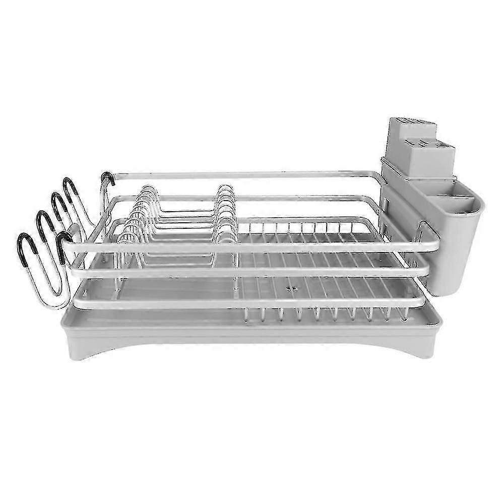 Dish Drying Rack, Compact Rustproof Dish Rack And Drainboard Set, Dish Drainer With Adjustable Swiv