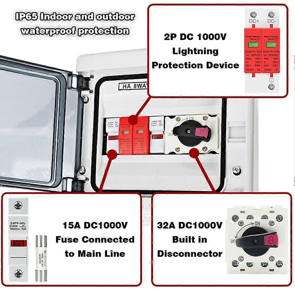Solar Photovoltaic PV Combiner Box with Protection 1 Input 1 Out
