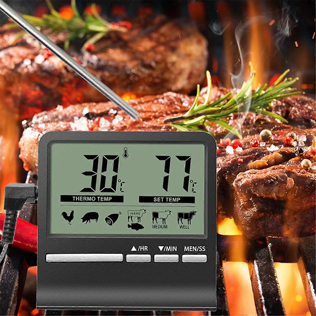 Kitchen Digital CookingThermometer Meat Food Temperature for Oven BBQ Grill Timer Function with Heat