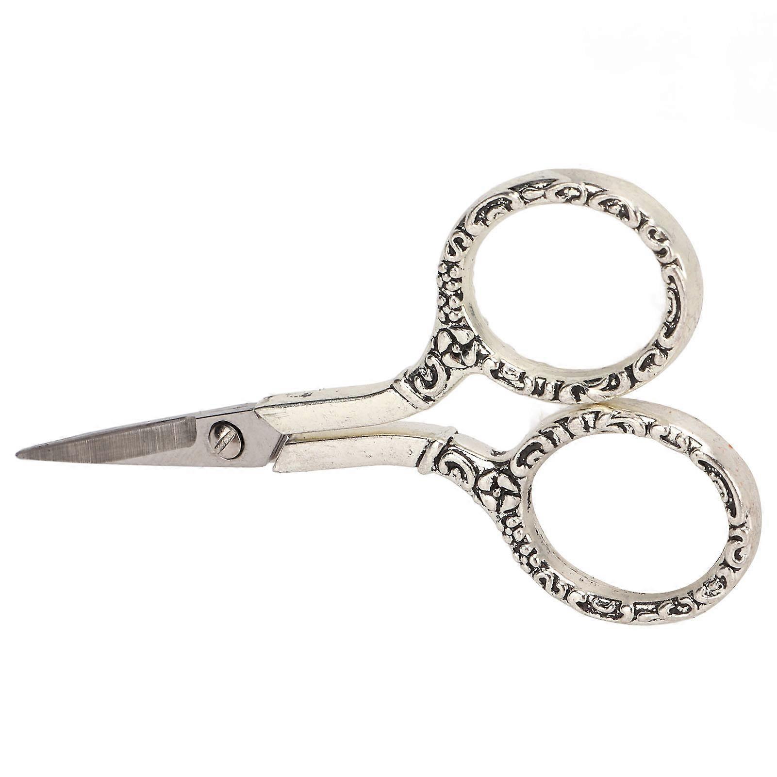 Vintage Sewing Scissors with Silver Chain and Bauhinia Stainless Steel Tip, Small Embroidery and Sewing Scissors with Case