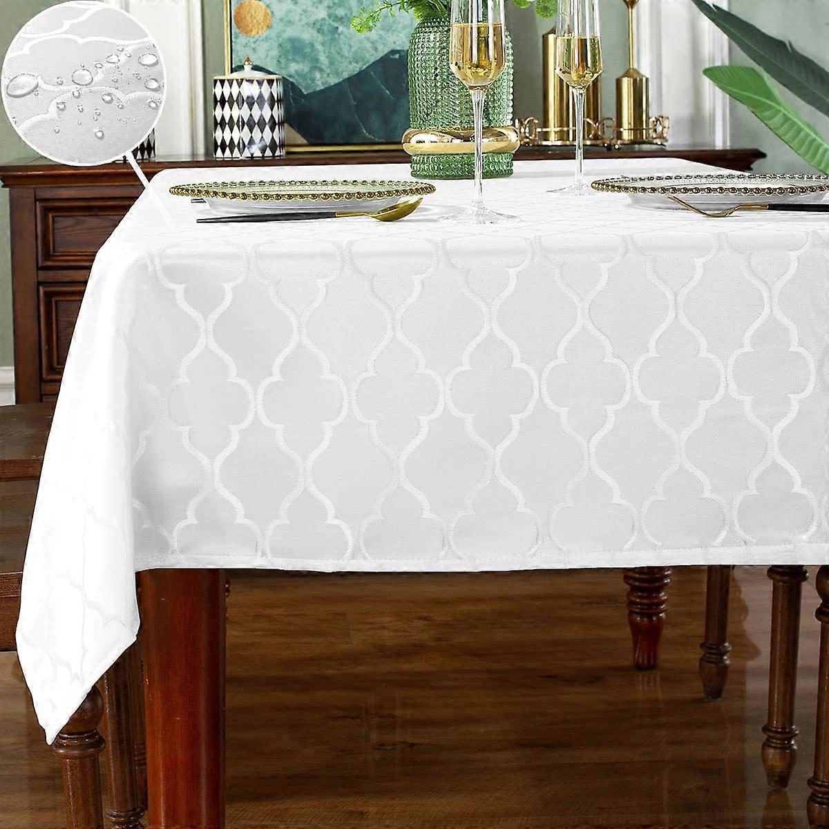 Jacquard Damask Pattern Spillproof Wrinkle Resistant Polyester Tablecloth for Indoor Use 60" x 102" (8-10 Seats)
