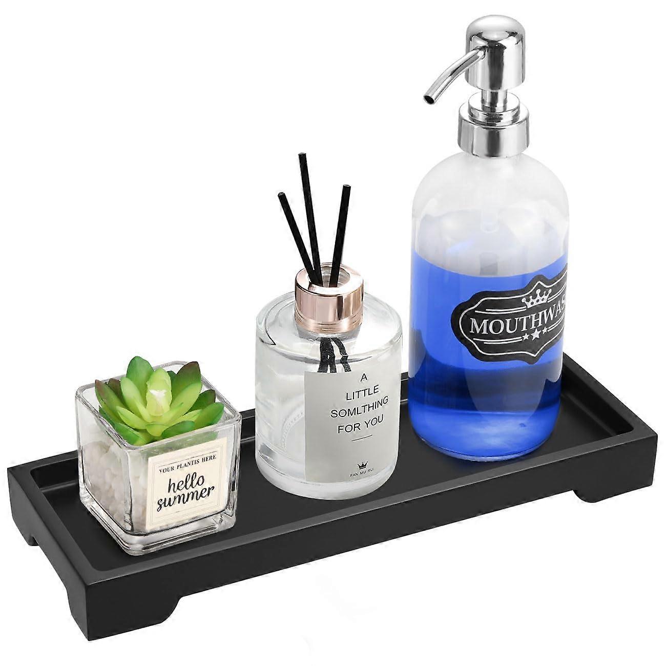 Matte Black Bathroom Vanity Tray Small Size, Durable Material, Modern Design, Ideal for Organizing Essentials