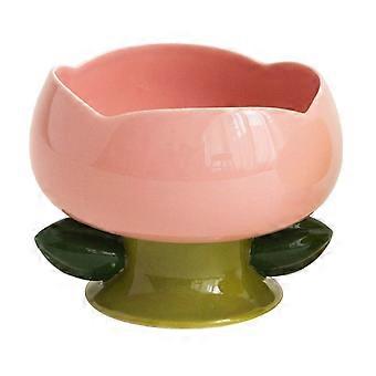 Cat bowl pet flower ceramic high foot food bowl cat rice bowl water bowl anti-overturning