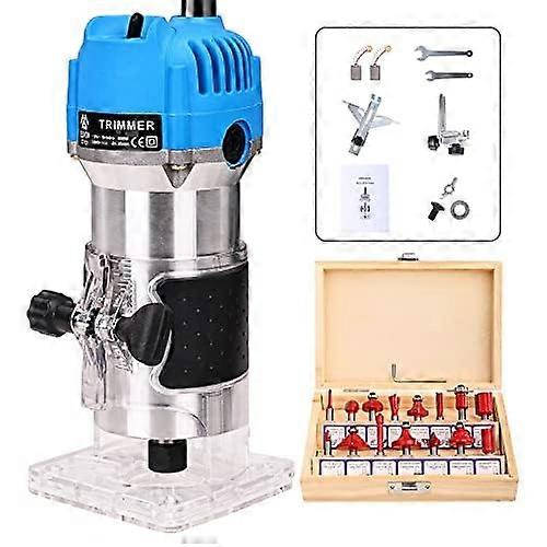 木材路由器,层压铣削雕刻手动机械细木工工具电动修剪器,800W 110V紧凑型掌上路由器