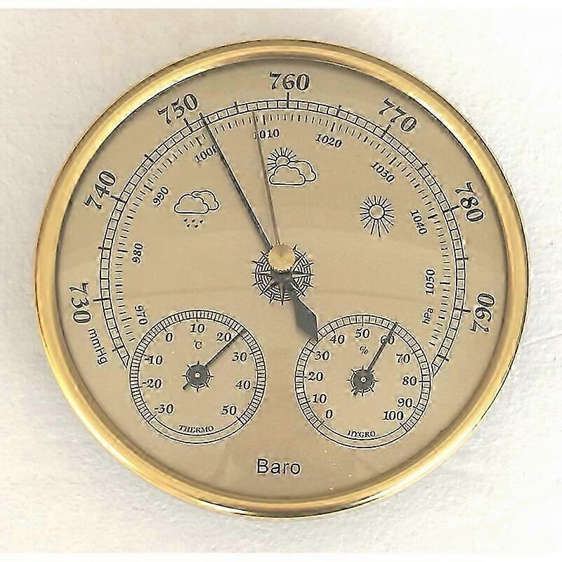 Barometer, Weather Station with Barometer and Hygrometer Thermometer, 3 in 1 Wall-Mounted Analog Weather Station for Indoor and Outdoor