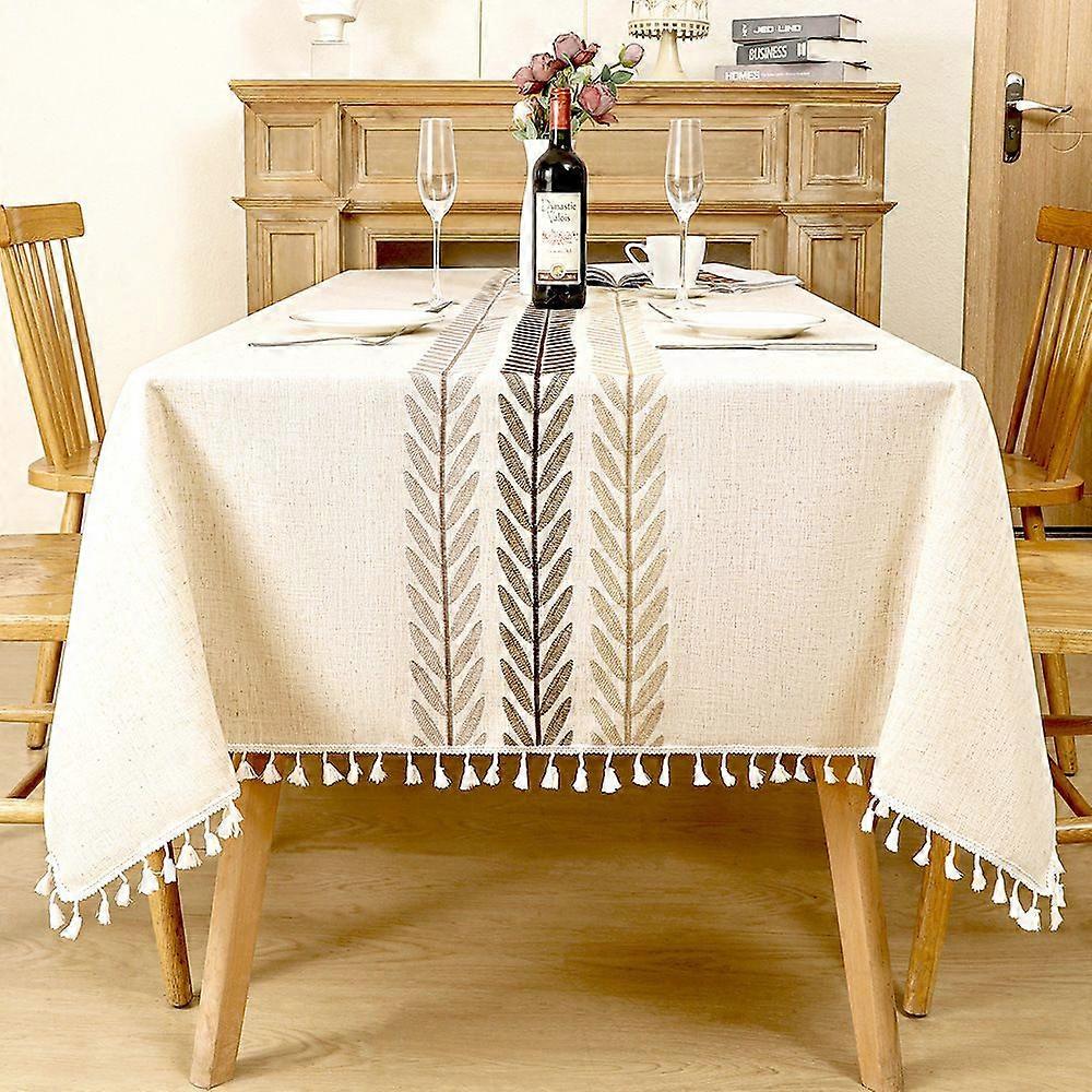 Waterproof Rectangular Table Cloth Cotton Linen 140x180 cm Tassel Elegant Tablecloth Rectangle for Kitchen Table Decoration