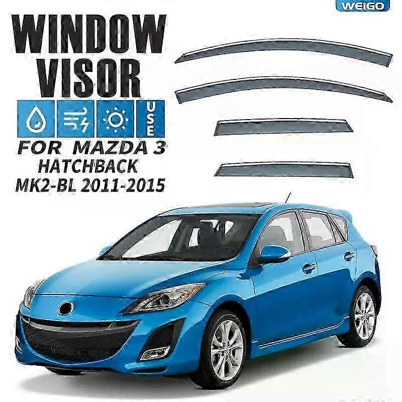 Ισχύει για: Για Mazda 3 Axela Hatchback Mk2 Bl 2011-2015 Γείσο παραθύρου Αποχρώσεις εξαερισμού Ventvisor Ανεμοθραύστες Γείσα Γείσο βροχής