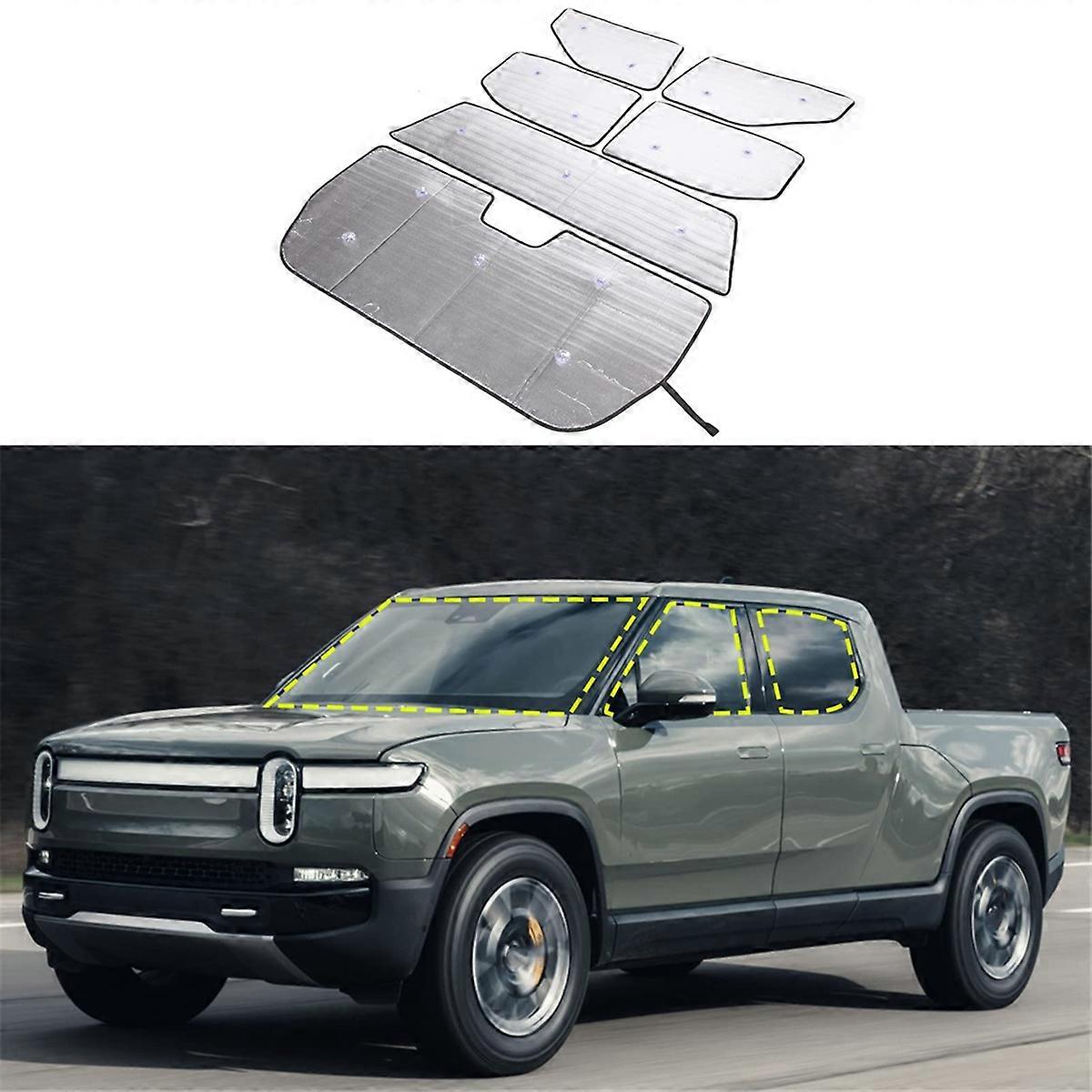 Car Windshield Sun Shade Set for R1T 2022-2024 Sunshade Side Rear Window Shade Cover Accessories