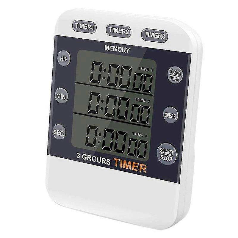 Digital Timer 100 Hour Triple Count Down/up Clock Timer Kitchen Cooking Timer With Lcd Display Loud (haoyi--