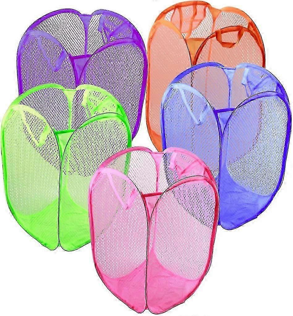 5 Pcs Net Laundry Bags Foldable Mesh Laundry Basket Pop Up Ideal For Sorting Laundry Laundry Storage Bag Toys Organizer