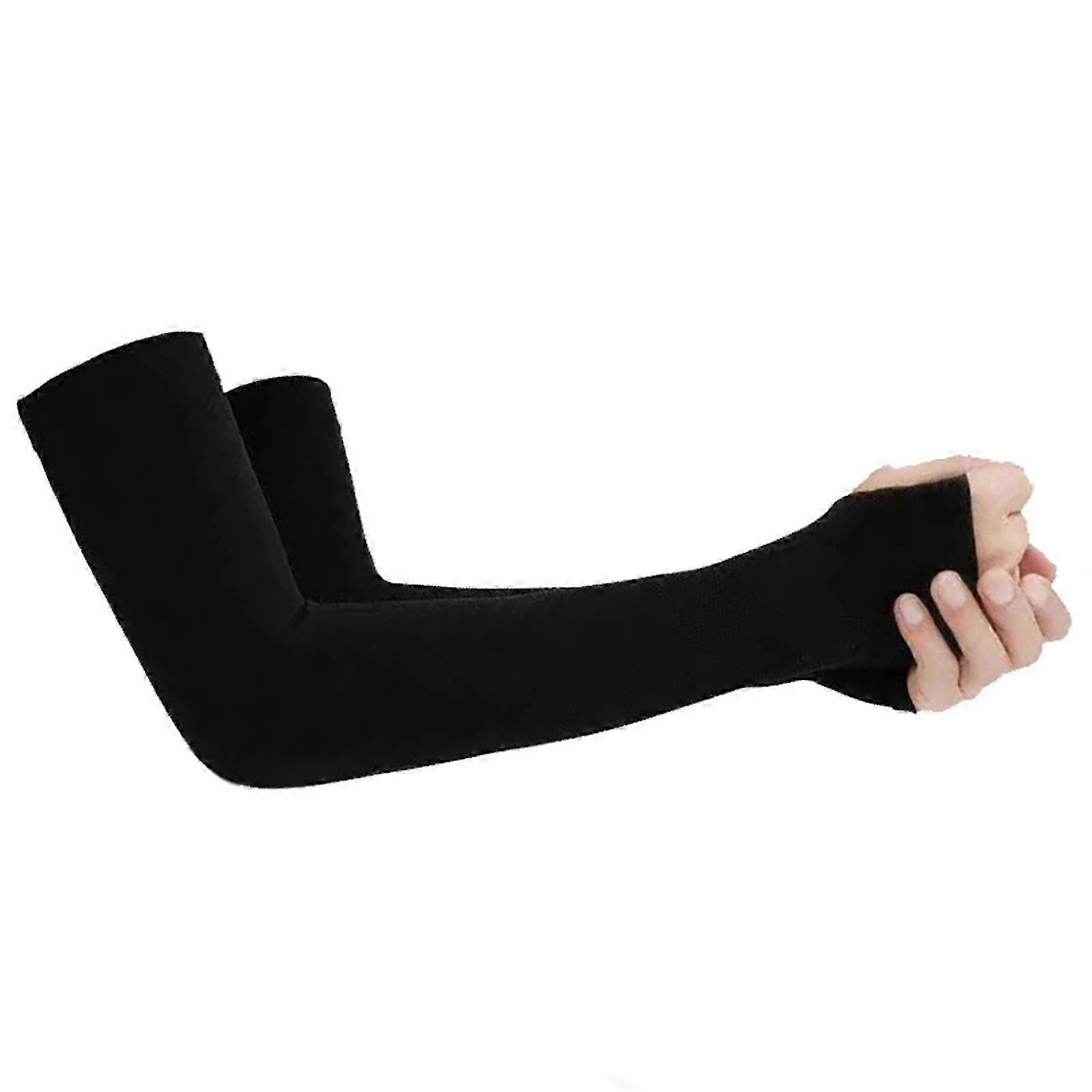 3 Pairs Black Arm Sleeves - UV Protection Cooling Ice Silk Compression Arm Sleeve for Men and Women^ccgv2