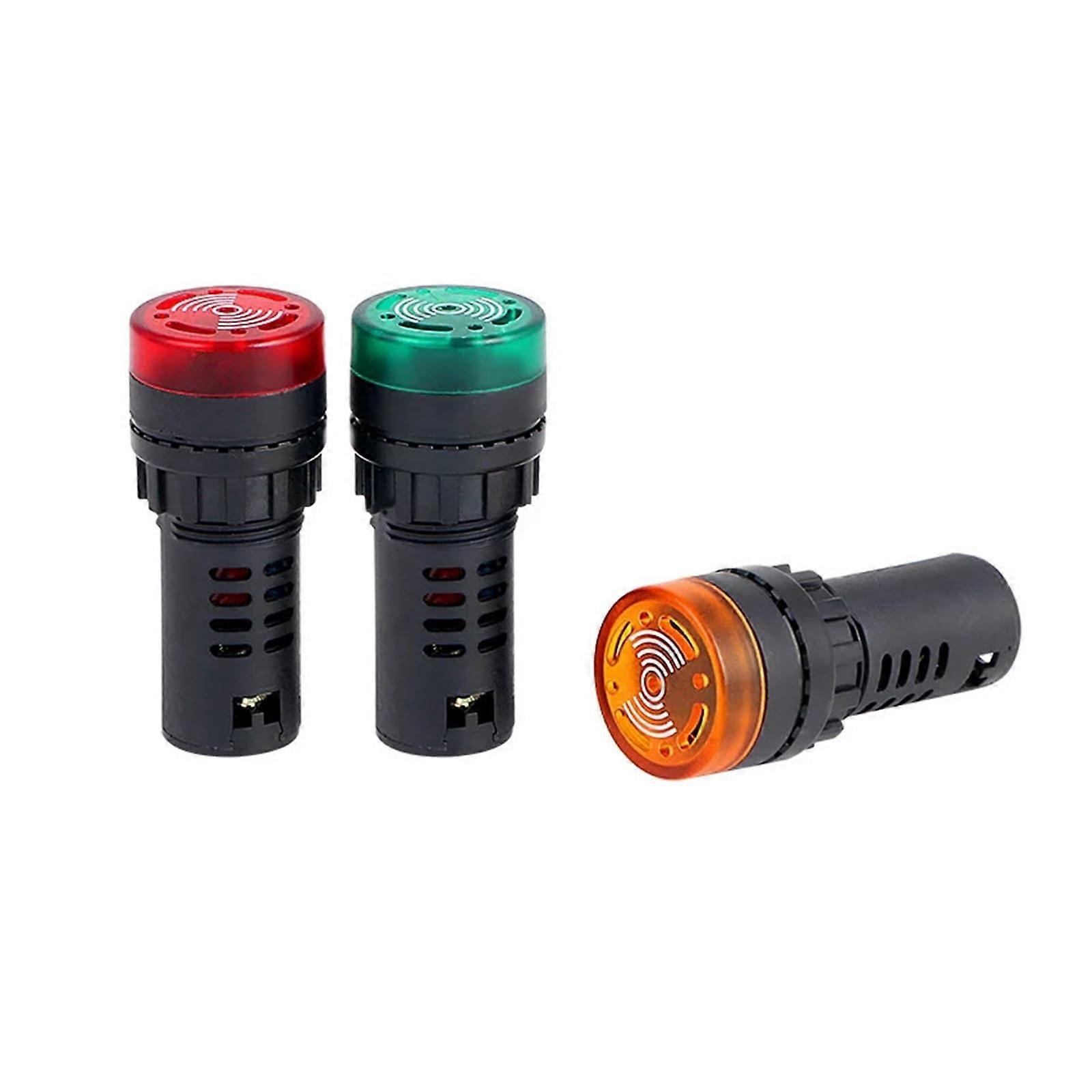 10pcs DC12V DC24V DC36V AC110V AC220V AC380V 22mm Red LED Indicator with Buzzer(DC36V)