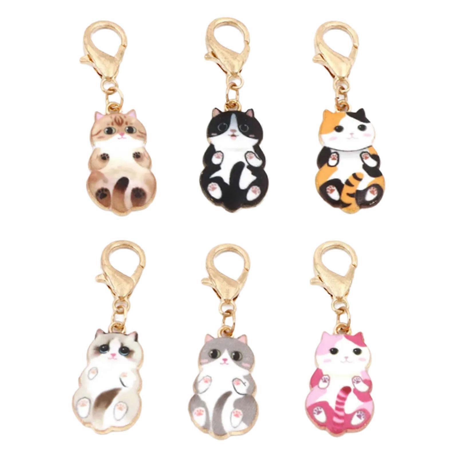 6Pcs Stitching Marker Charm for Knitting, Weaving, Cats Stitching Marker Locking Stitching Marker with Lobster Clasps