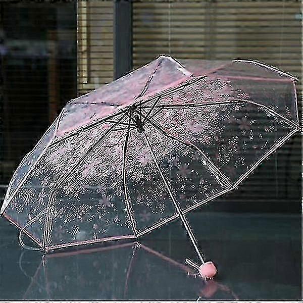 Şeffaf Şeffaf Şemsiye Kiraz Çiçeği (Pembe)