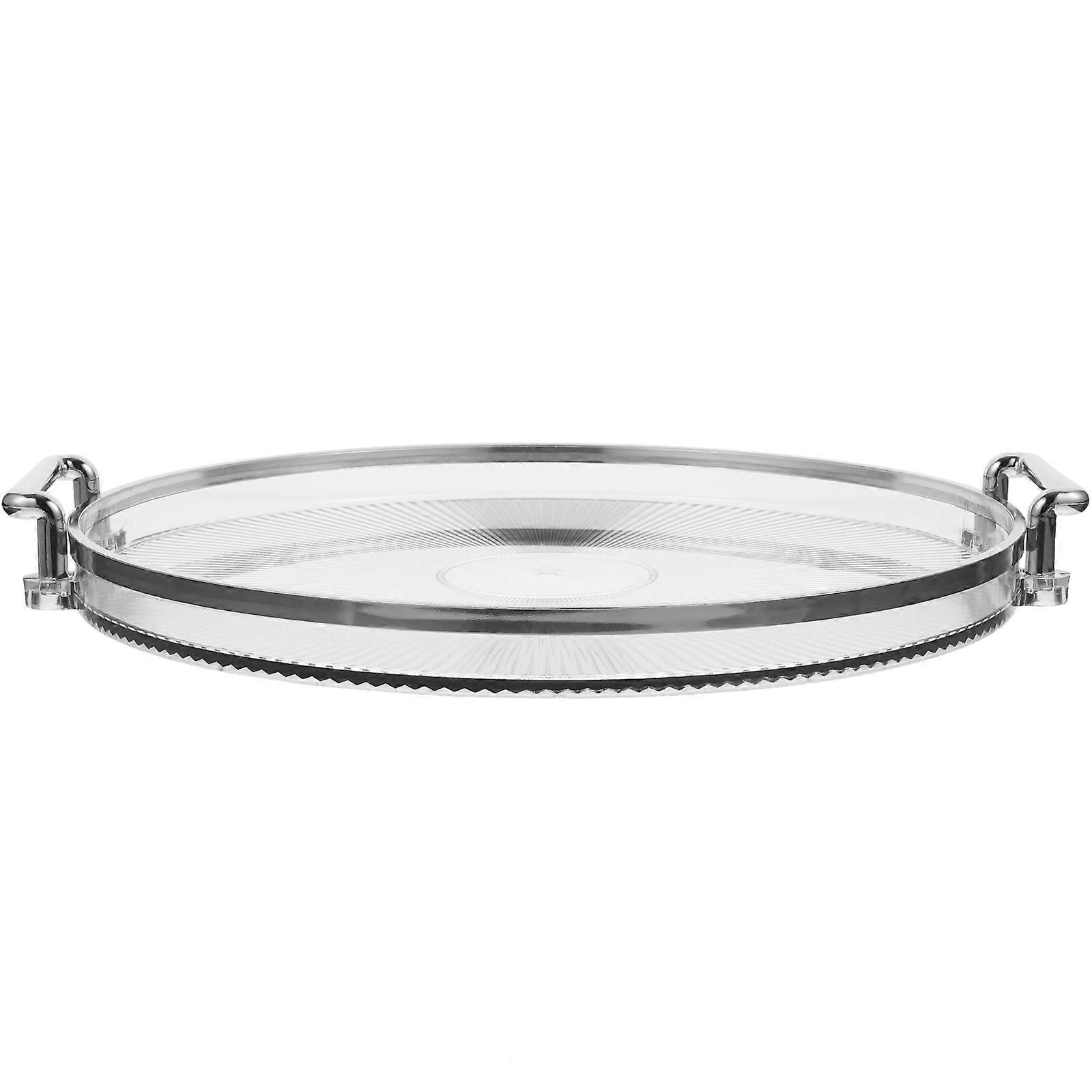 Round Snack Serving Tray, Convenient Handle Design for