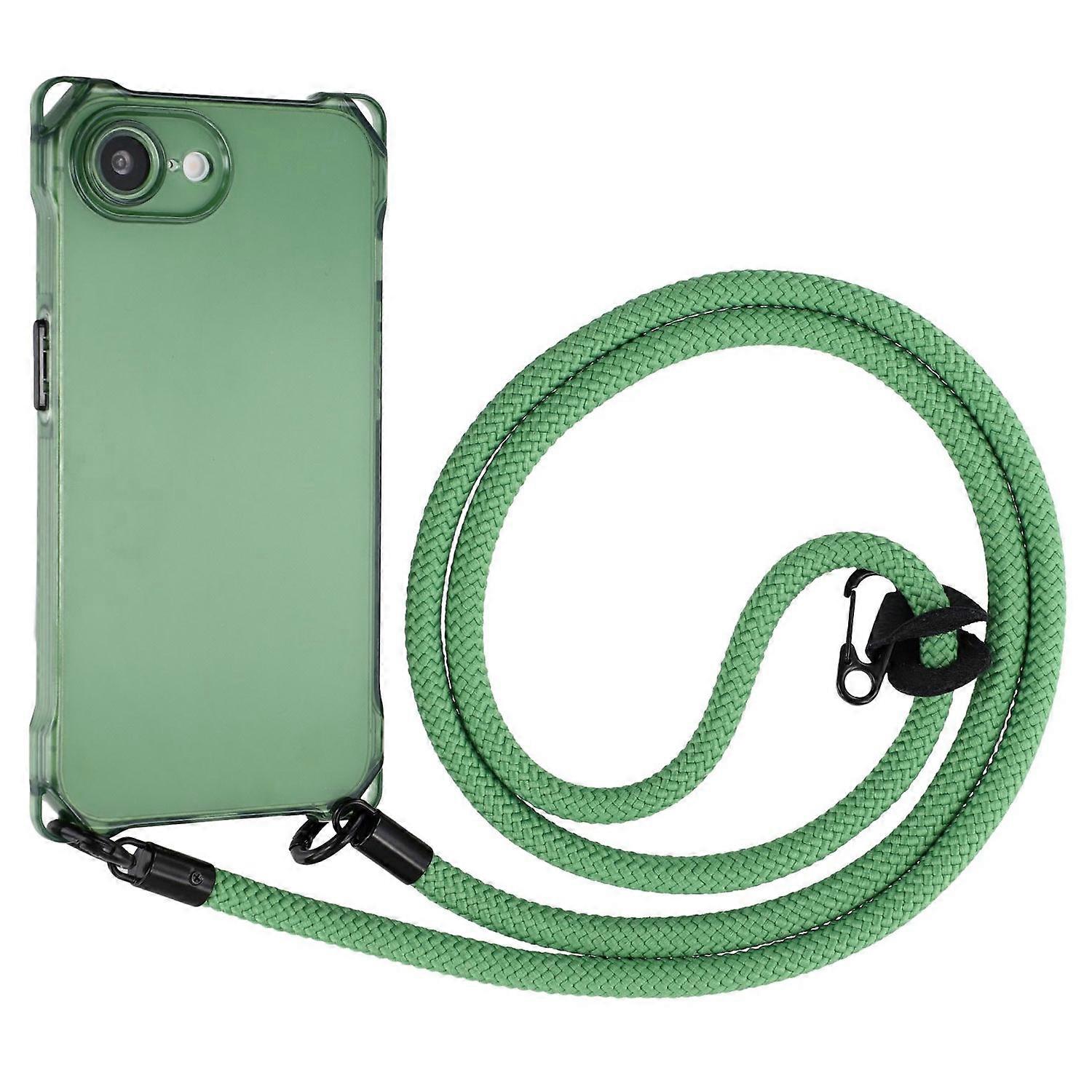 For iPhone 16e Phone Case Four Corner Drop-Proof TPU Back Cover with Long Strap