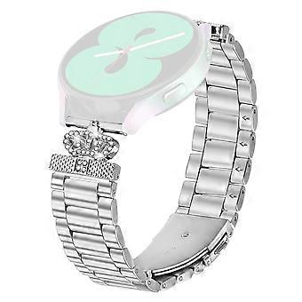 Pour Huami Amazfit Bip 3/3 Pro Bracelet En Acier Inoxydable Forme Couronne Strass Décor Bande De Montre Argent