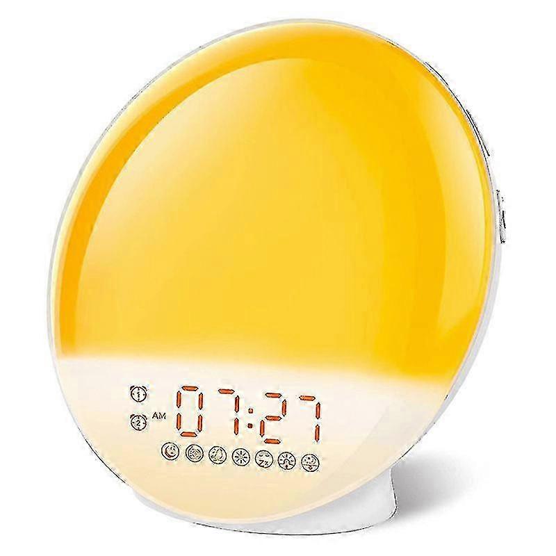 Colorful Atmosphere Light Bedside Lamp with Analog Sunrise Sunset Wake-Up Function and LED Electronic Alarm Clock