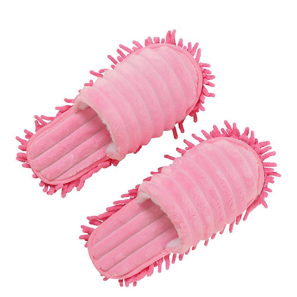 Microfiber Cleaning Mop Slippers for Women, Detachable Bottom, Pink