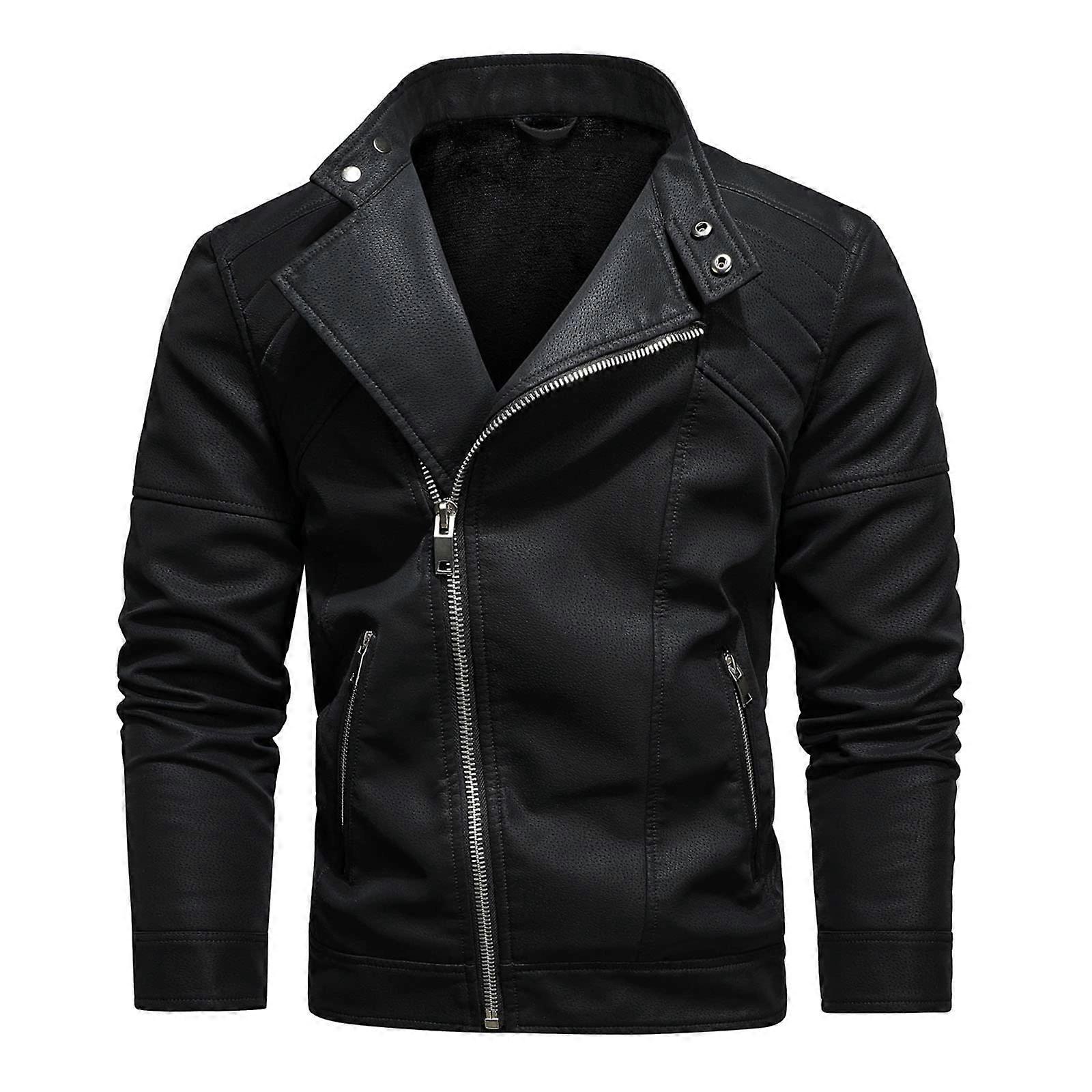 Leather Jacket Men's Biker Jacket Waterproof Rain Jacket Model A8 Size L