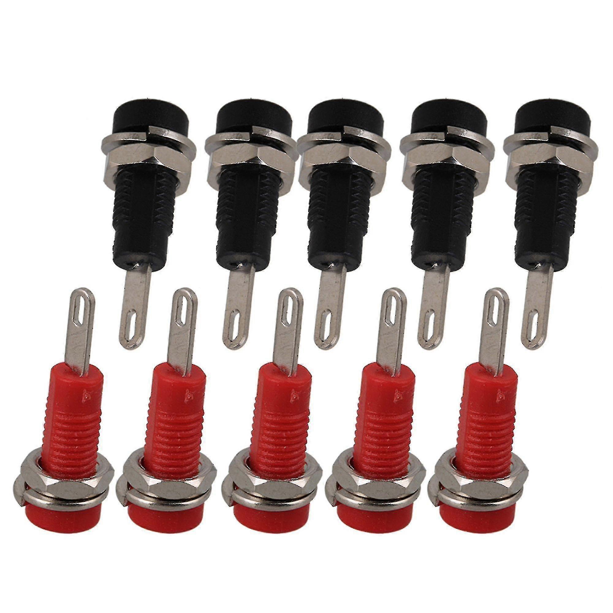 10pcs 2mm Panel Mount Test Probe Binding Post Banana Jack Socket in Black and Red Colors