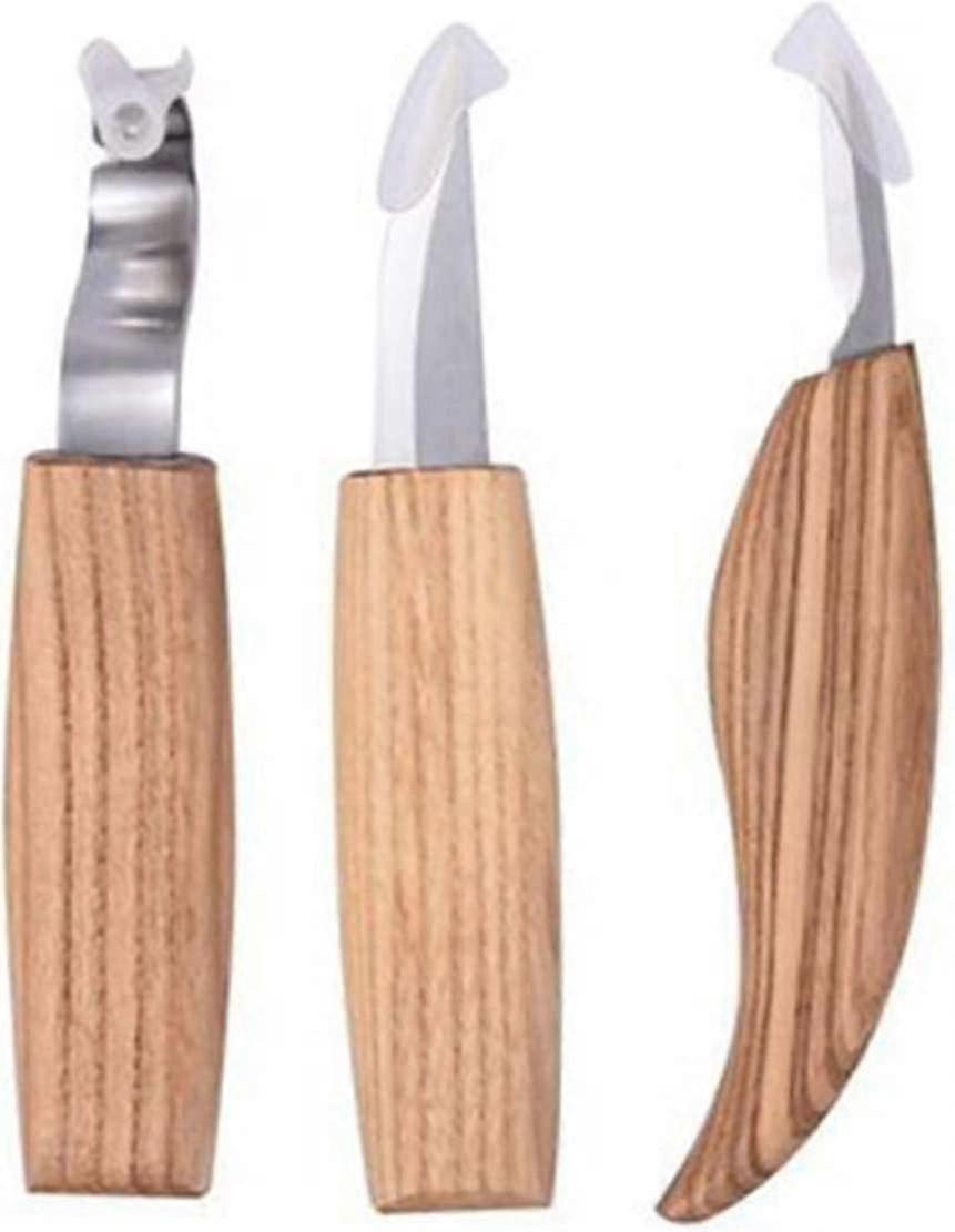 Wood Carving Tools Set, 3 In 1 Wood Carving Kit Suitable for Various Woodworking Projects, Includes Hook Knife, Whittling Knife, and Detail