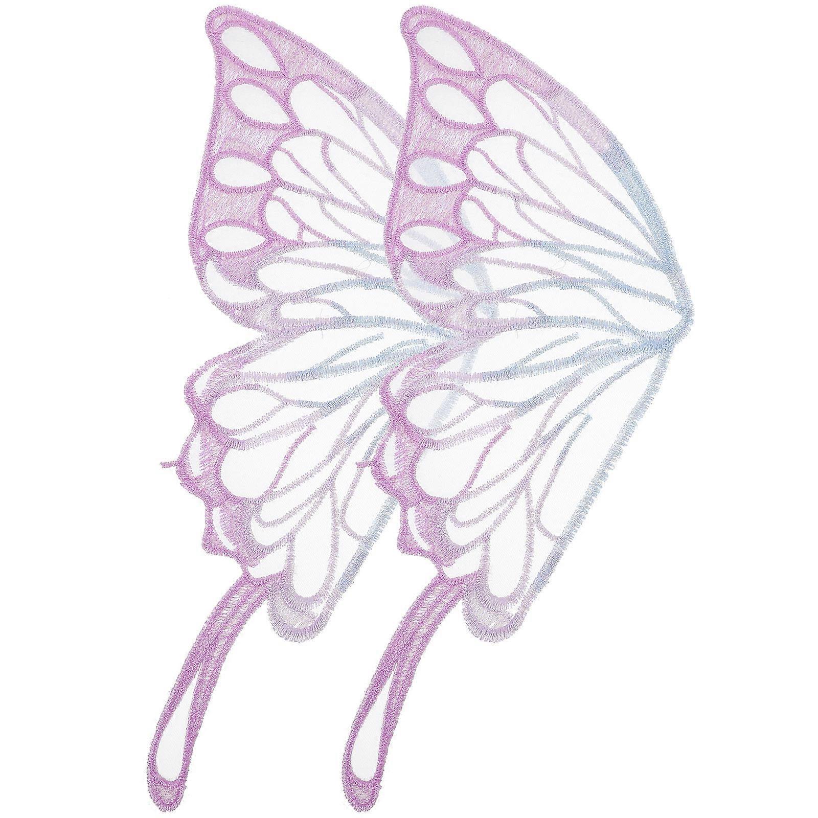 Butterfly Embroidery Applique Craft Projects Women Diy Enthusiasts Polyester Lace Elegant Style 1 Pair