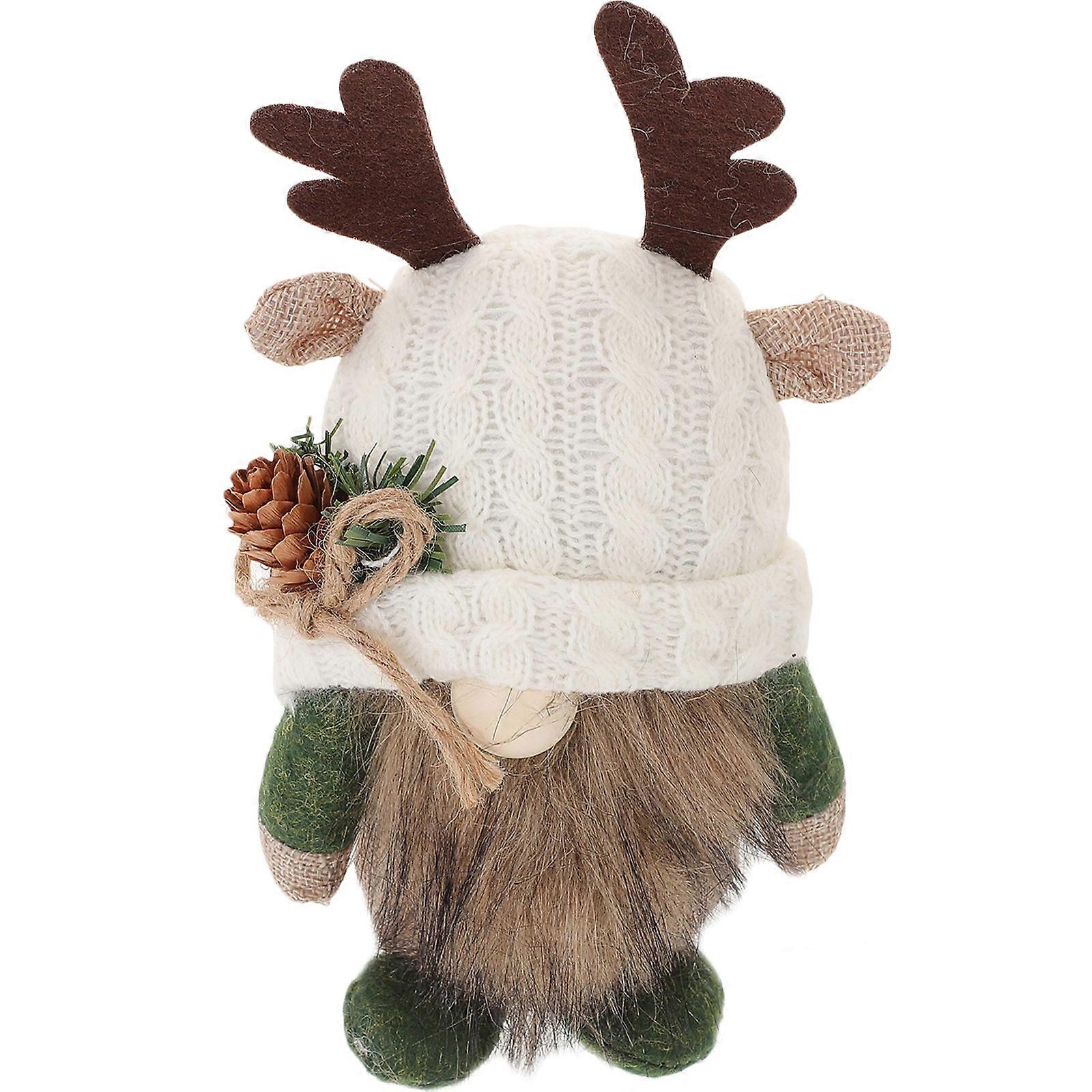Christmas Gnome Doll with Deer Antlers – Soft Handcrafted & Desktop Decoration for Window or Tabletop Display